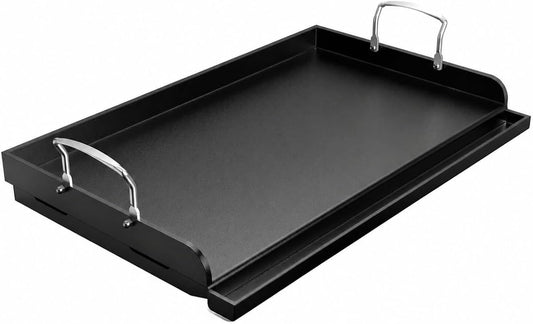 25" x 16" Pre-Seasoned Cast Iron Griddle | Large Non-Stick Flat Top for BBQ & Camping 🍔