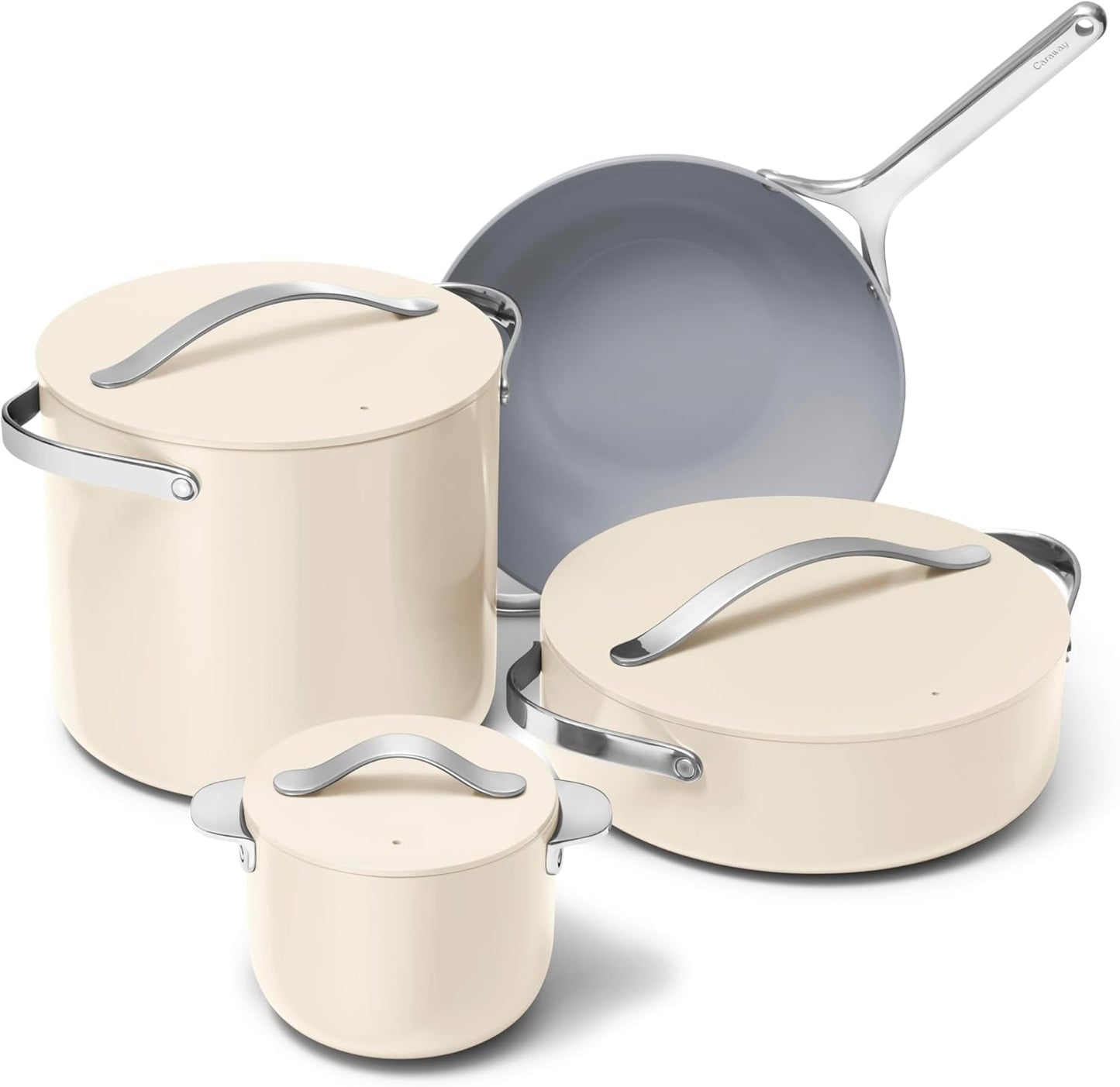 🥘 Healthy Ceramic Non-Stick Cookware Set | 8-Piece Kitchen Cookware with Storage Rack