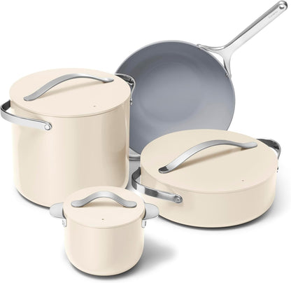 🥘 Healthy Ceramic Non-Stick Cookware Set | 8-Piece Kitchen Cookware with Storage Rack