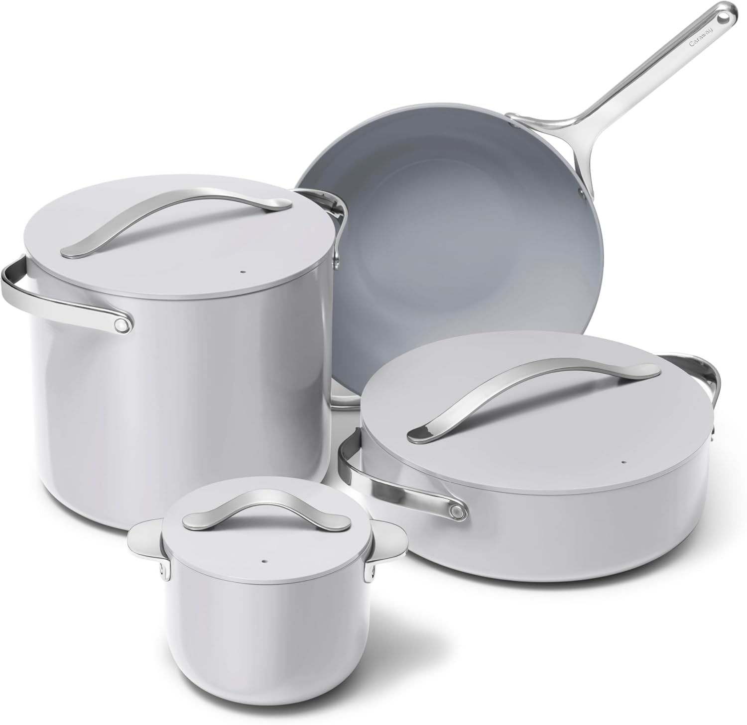 🥘 Healthy Ceramic Non-Stick Cookware Set | 8-Piece Kitchen Cookware with Storage Rack