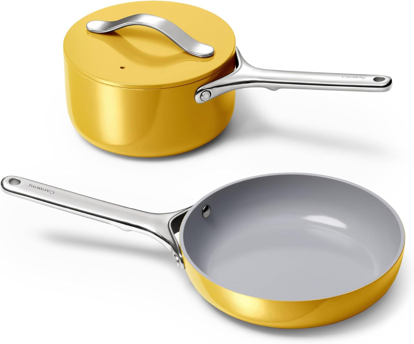 2-Piece Mini Ceramic Cookware Set 🌼 | Non-Toxic Non-Stick Fry Pan & Sauce Pan, Compatible with Induction/Gas/Electric Stovetops, Oven Safe