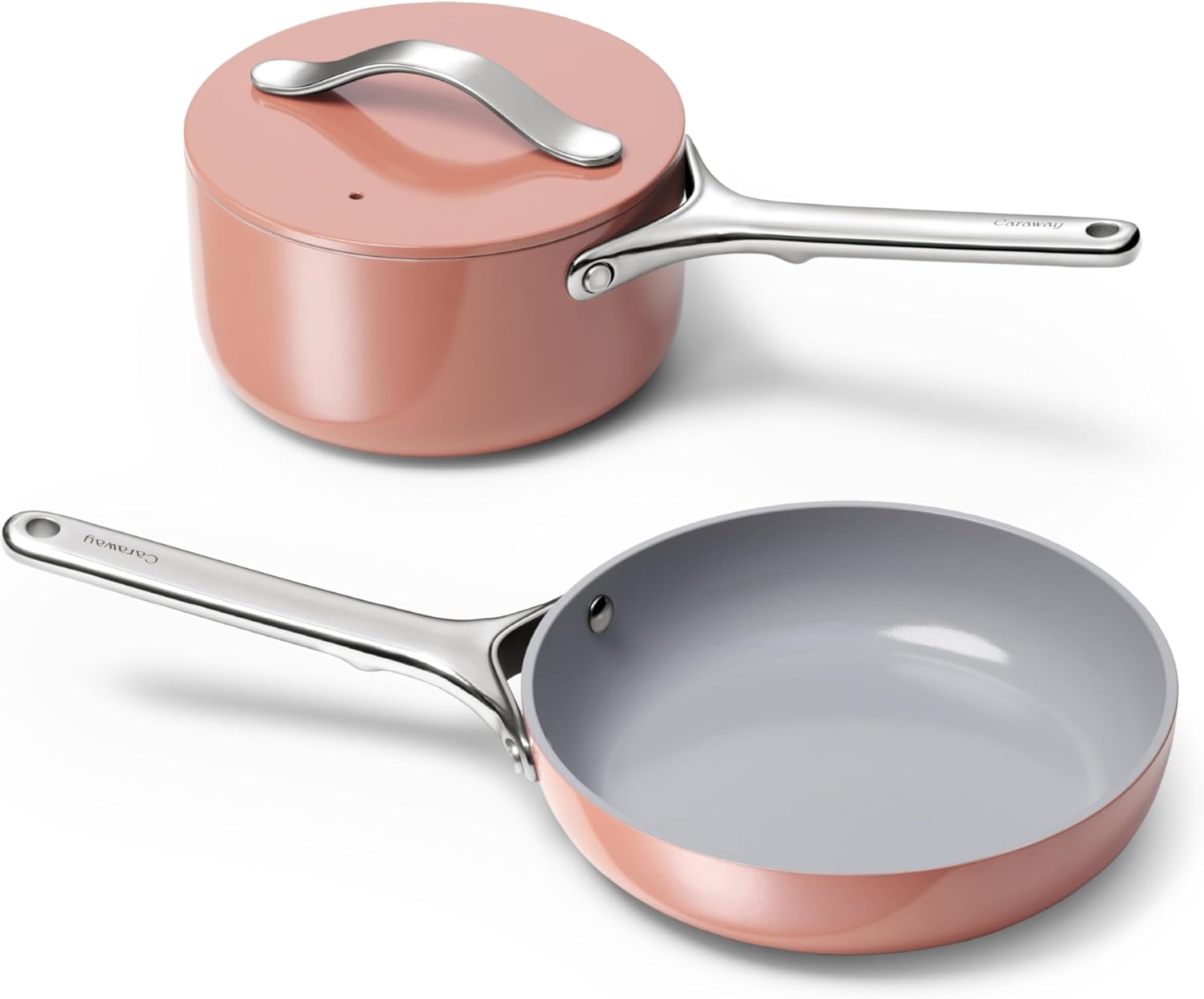 2-Piece Mini Ceramic Cookware Set 🌼 | Non-Toxic Non-Stick Fry Pan & Sauce Pan, Compatible with Induction/Gas/Electric Stovetops, Oven Safe