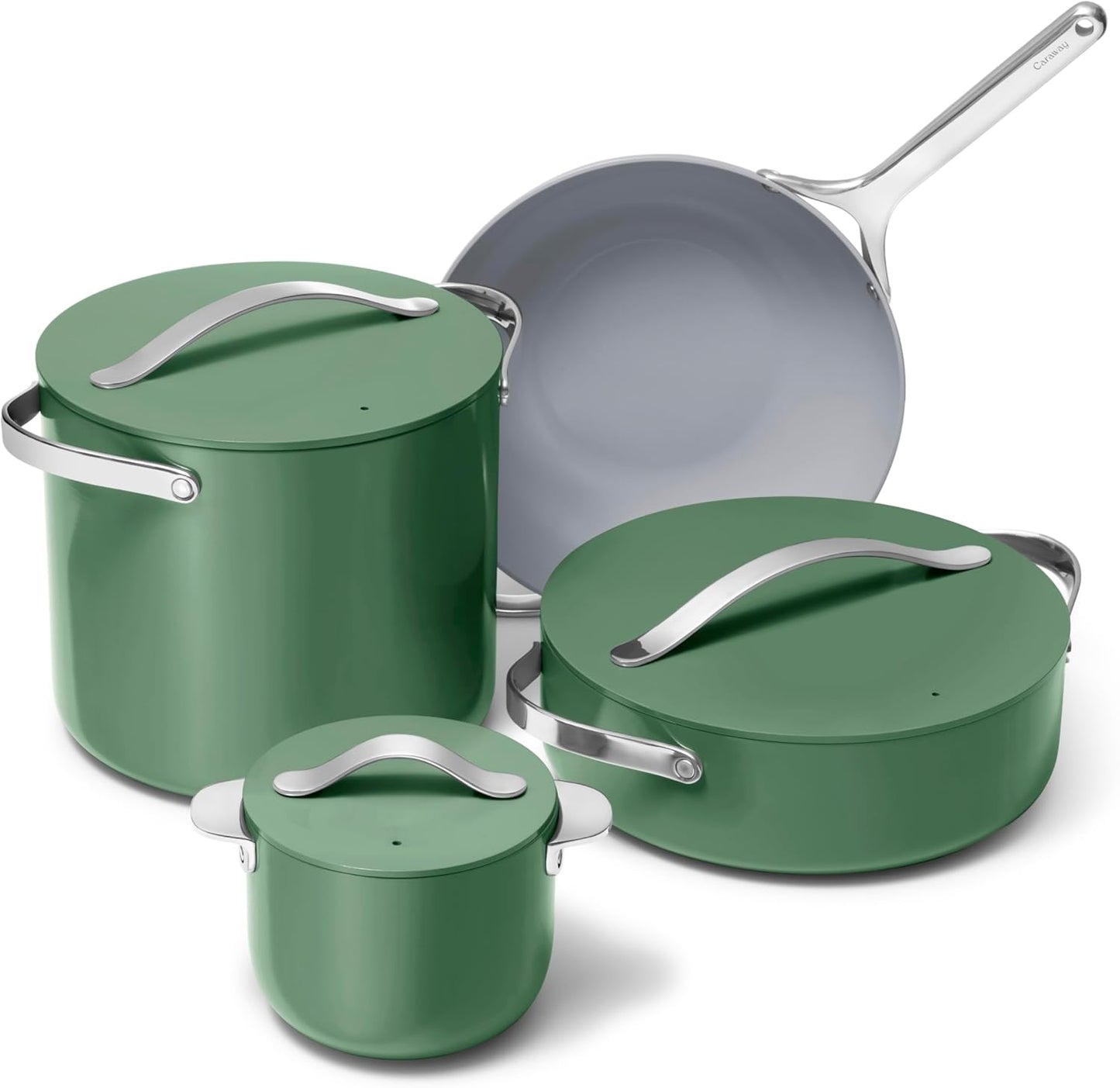 🥘 Healthy Ceramic Non-Stick Cookware Set | 8-Piece Kitchen Cookware with Storage Rack