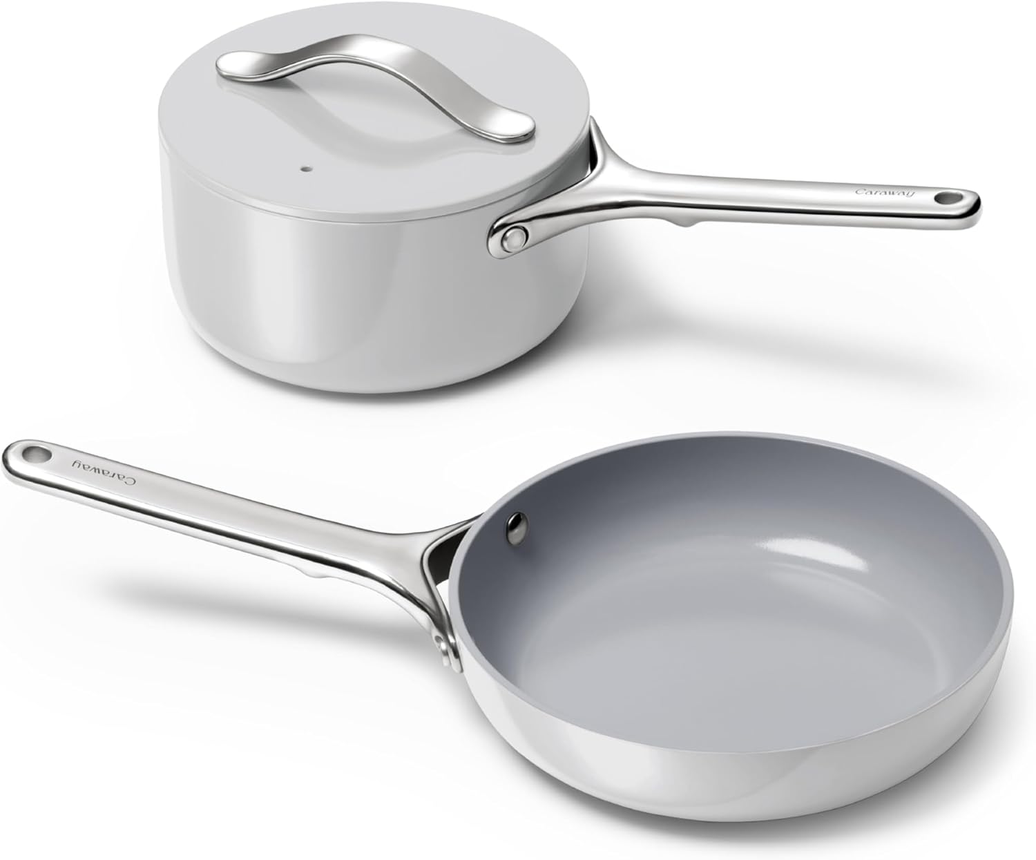2-Piece Mini Ceramic Cookware Set 🌼 | Non-Toxic Non-Stick Fry Pan & Sauce Pan, Compatible with Induction/Gas/Electric Stovetops, Oven Safe