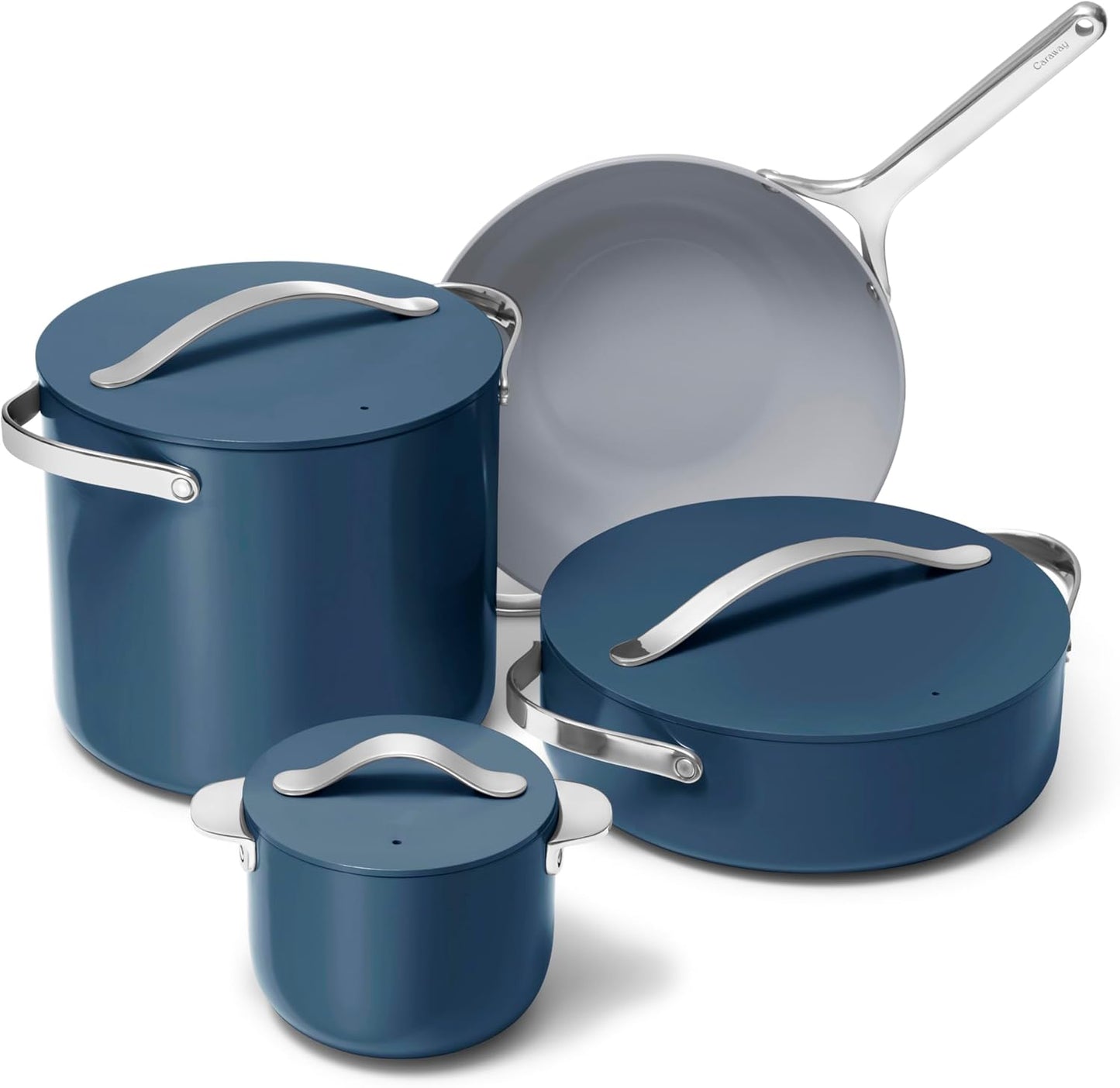 🥘 Healthy Ceramic Non-Stick Cookware Set | 8-Piece Kitchen Cookware with Storage Rack