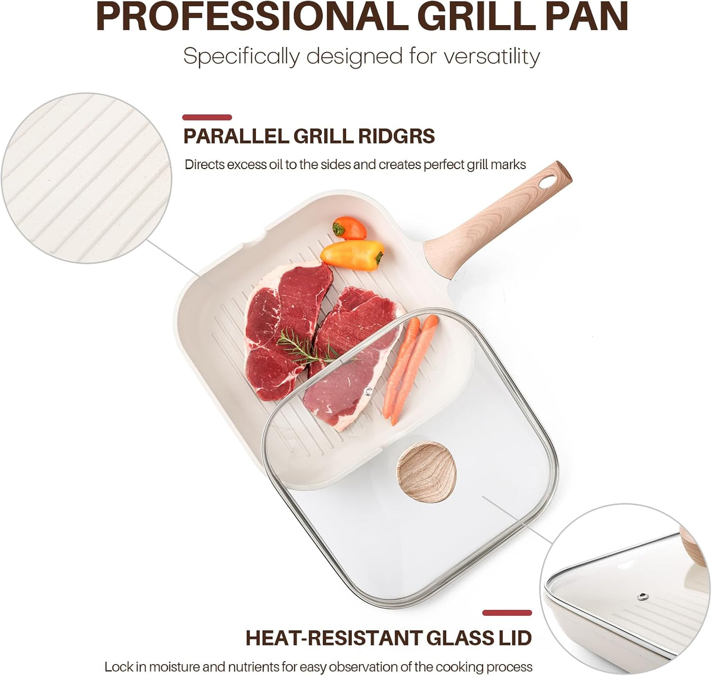 🔥 Multi-functional Non-stick Grill Pan | Healthy Cooking Essential for Home & Outdoor Use 🥩