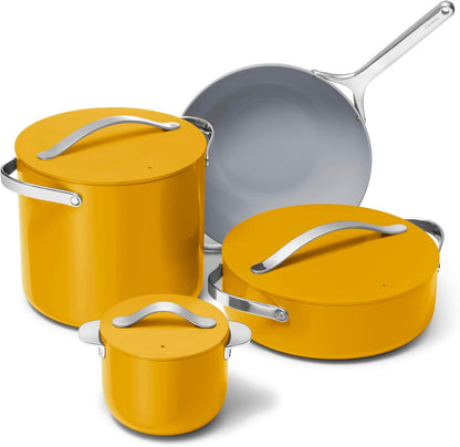 🥘 Healthy Ceramic Non-Stick Cookware Set | 8-Piece Kitchen Cookware with Storage Rack
