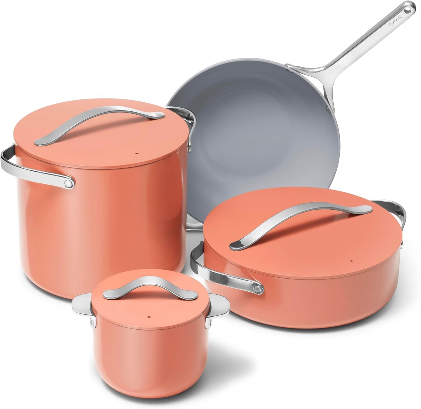 🥘 Healthy Ceramic Non-Stick Cookware Set | 8-Piece Kitchen Cookware with Storage Rack
