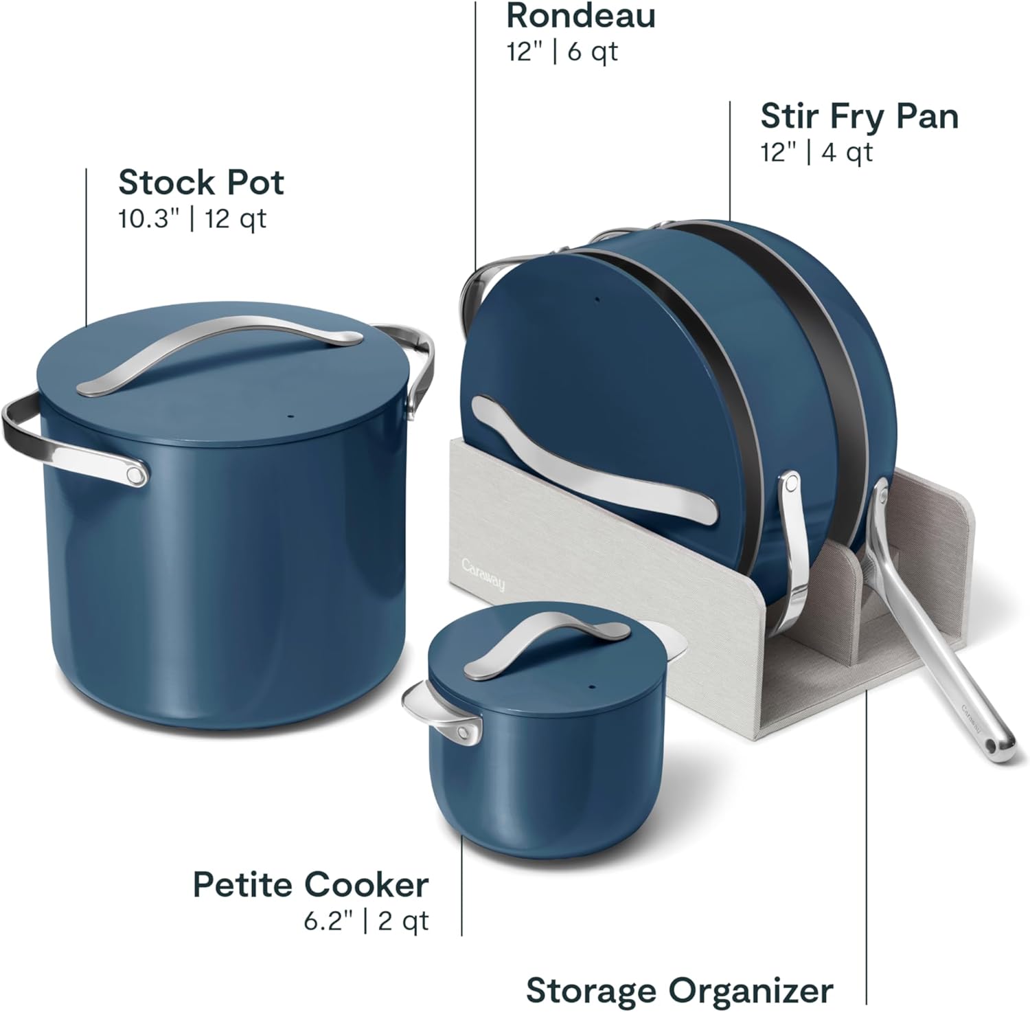 🥘 Healthy Ceramic Non-Stick Cookware Set | 8-Piece Kitchen Cookware with Storage Rack