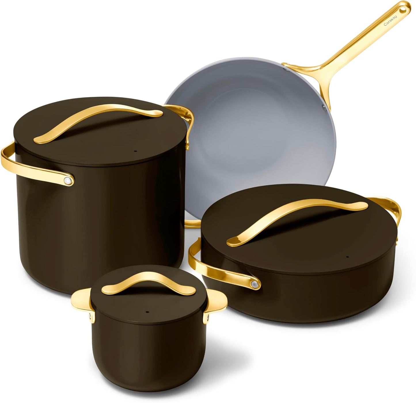 🥘 Healthy Ceramic Non-Stick Cookware Set | 8-Piece Kitchen Cookware with Storage Rack