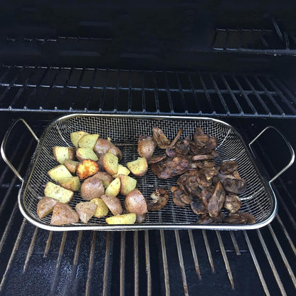 🔥 Heavy-Duty Stainless Steel Grill Basket | Perfect for BBQ & Outdoor Cooking 🧺