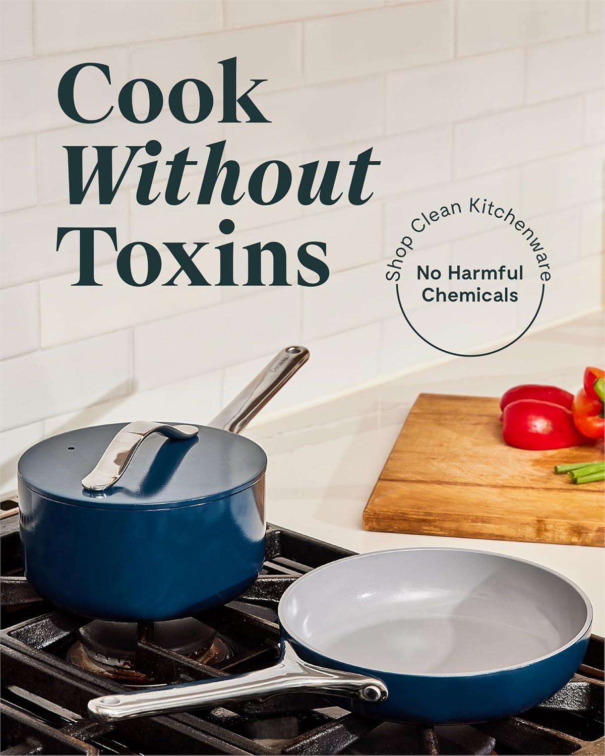 2-Piece Mini Ceramic Cookware Set 🌼 | Non-Toxic Non-Stick Fry Pan & Sauce Pan, Compatible with Induction/Gas/Electric Stovetops, Oven Safe