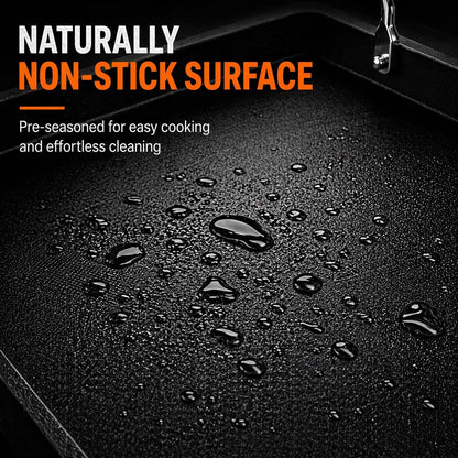 25" x 16" Pre-Seasoned Cast Iron Griddle | Large Non-Stick Flat Top for BBQ & Camping 🍔