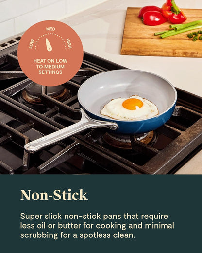2-Piece Mini Ceramic Cookware Set 🌼 | Non-Toxic Non-Stick Fry Pan & Sauce Pan, Compatible with Induction/Gas/Electric Stovetops, Oven Safe