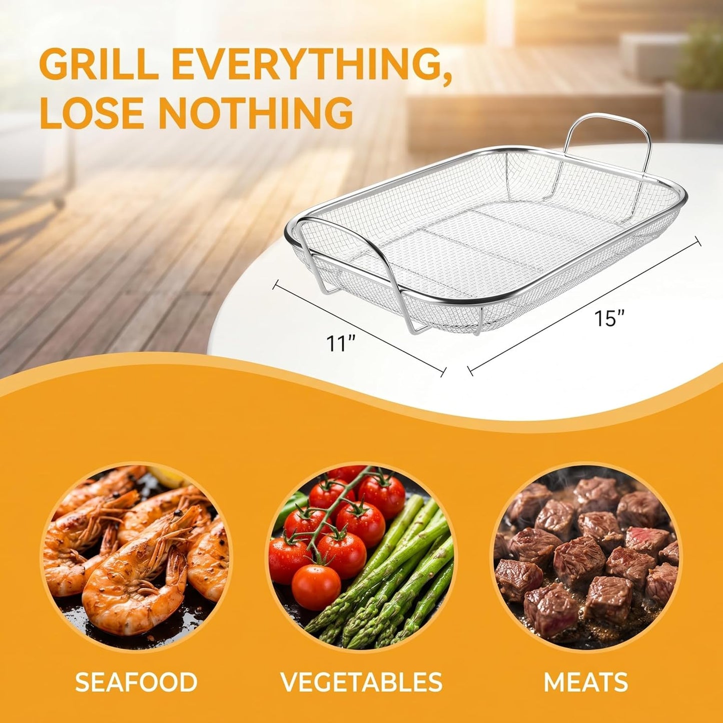 🔥 Heavy-Duty Stainless Steel Grill Basket | Perfect for BBQ & Outdoor Cooking 🧺